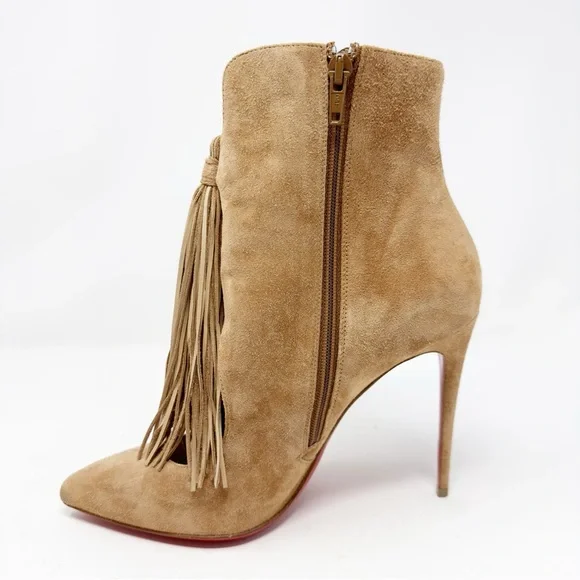 Christian Louboutin Tan Suede Ankle Boots - Picture 7 of 10